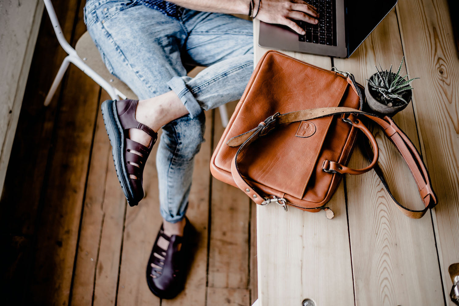 Leather briefcase leather shoes